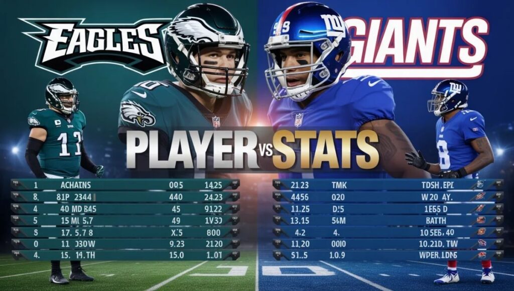 eagles vs giants team comparison table